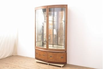 フランスアンティーク　最高級品　マホガニー材　高級感溢れるRガラスショーケース(ガラスケース、飾り棚、曲げガラス)(R-054226)