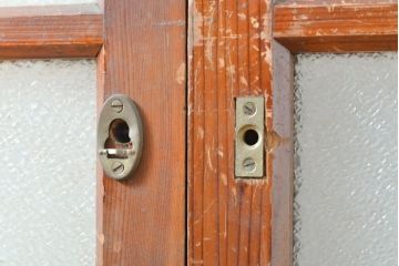 和製アンティーク　どこか懐かしさを感じるガラス戸2枚セット(引き戸、建具)(R-054227)