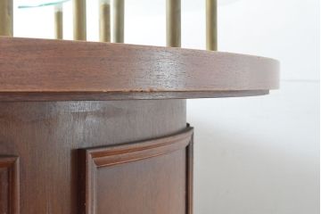 中古　高級品　特大!上質で凝った造りが魅力的なマクタンストーン天板丸型展示台(陳列棚、飾り棚、ラウンドテーブル、店舗什器)(R-054230)