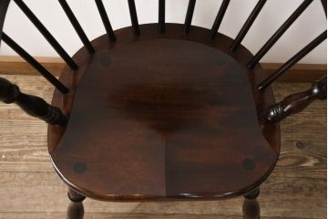 中古　松本民芸家具　#91型　落ち着きのある空間を演出するキャプテンチェア(アームチェア、板座チェア、椅子、ダイニングチェア)(R-054240)