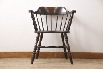 中古　松本民芸家具　#91型　落ち着きのある空間を演出するキャプテンチェア(アームチェア、板座チェア、椅子、ダイニングチェア)(R-054241)