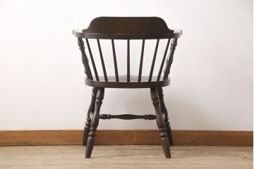 中古　松本民芸家具　#91型　落ち着きのある空間を演出するキャプテンチェア(アームチェア、板座チェア、椅子、ダイニングチェア)(R-054241)