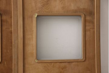 アンティーク建具　高級品　昭和初期　背板も一枚板!　古き良き上質な和を楽しむマス目格子板戸2枚セット(きつね格子、狐格子、格子戸、板戸、引き戸、建具)(R-054242)