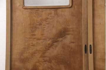 アンティーク建具　高級品　昭和初期　背板も一枚板!　古き良き上質な和を楽しむマス目格子板戸2枚セット(きつね格子、狐格子、格子戸、板戸、引き戸、建具)(R-054242)