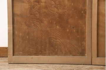 アンティーク建具　高級品　昭和初期　背板も一枚板!　古き良き上質な和を楽しむマス目格子板戸2枚セット(きつね格子、狐格子、格子戸、板戸、引き戸、建具)(R-054242)