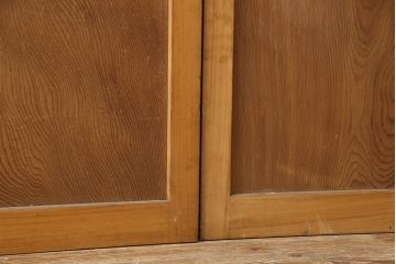 和製アンティーク　雅やかな意匠が魅力的な彫刻入りガラス帯戸4枚セット(引き戸、建具)(R-054243)