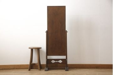中古　美品　松本民芸家具　透かし彫りが上品なB型姿見(定価約10万円)(ミラー、鏡台)(R-054245)