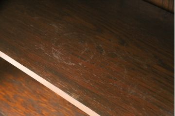 イギリスアンティーク　オーク材　ステンドグラスとパーケットの扉がおしゃれなブックケース(本箱、本棚、収納棚、キャビネット)(R-054247)