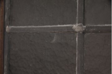 イギリスアンティーク　オーク材　ステンドグラスとパーケットの扉がおしゃれなブックケース(本箱、本棚、収納棚、キャビネット)(R-054247)