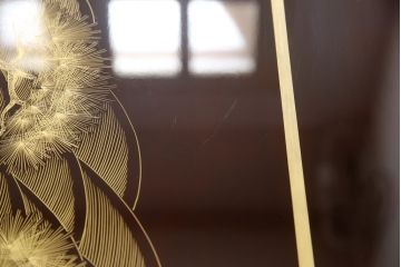 中古　美品　輪島塗り　繊細に描かれた松の絵柄が見事な座卓(ローテーブル、センターテーブル)(R-054266)