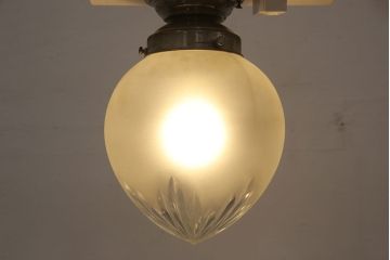 アンティーク照明　和製アンティーク　切子細工　大正ロマンの雰囲気漂うつぼみ型の天井照明(シーリングライト)(R-054275)
