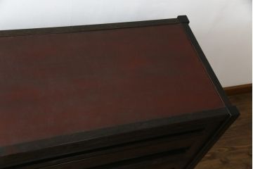 中古　高級品　国産工芸家具　　現代和具　NOBUYA MATSUOKA　松岡漆工　浮造り加工　和モダンな空間づくりにぴったりのサイドボード(サイドチェスト、引き出し、リビングボード)(定価約80万円)(R-054278)