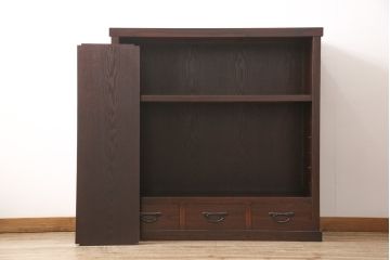 中古　栗材　上質な和の空間づくりにぴったりな水屋箪笥(食器棚、茶箪笥、戸棚、収納棚)(R-054293)