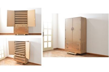 中古　春日部桐箪笥　梅をモチーフにした金具が華やぎをもたらしてくれる総桐箪笥(桐たんす、和タンス、着物箪笥、衣装箪笥、引き出し、チェスト、並厚)(R-054294)