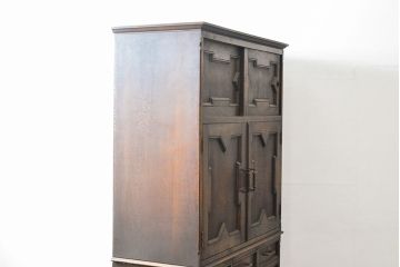 和製ヴィンテージ　永田良介商店　クラシカルでモダンなデザインが珍しい着物箪笥(衣装タンス、洋服タンス、引き出し、チェスト、ビンテージ)(R-054295)