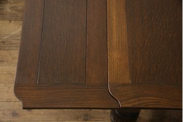 イギリスアンティーク　オーク材　英国よりやってきた!バルボスレッグがお洒落なドローリーフテーブル(ダイニングテーブル、エクステンションテーブル、拡張式)(R-054296)