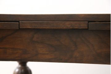 イギリスアンティーク　オーク材　英国よりやってきた!バルボスレッグがお洒落なドローリーフテーブル(ダイニングテーブル、エクステンションテーブル、拡張式)(R-054296)