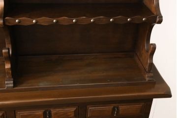 ビンテージ家具　スペイン製　華やかな意匠が存在感抜群のキャビネット(カップボード、飾り棚、オープンラック、収納棚、ヴィンテージ)(R-054299)