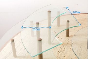 アンティーク家具　アレンジ次第で様々なディスプレイを楽しめる可動式真鍮柱の飾り棚(陳列棚、店舗什器、展示台)(R-054313)