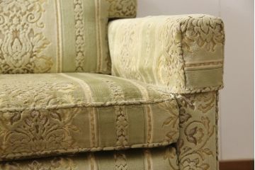 中古　美品　DREXEL HERITAGE(ドレクセルヘリテイジ)　爽やかなグリーンが目を引く3人掛けソファ(三人掛けソファ、3P)(R-054314)