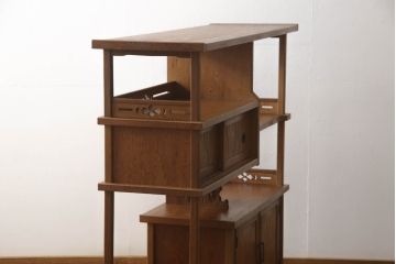 中古　屋久杉　優しい杢目で品のある空間を演出する飾り棚(茶棚、違い棚、収納棚)(R-054326)