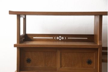 中古　屋久杉　優しい杢目で品のある空間を演出する飾り棚(茶棚、違い棚、収納棚)(R-054326)