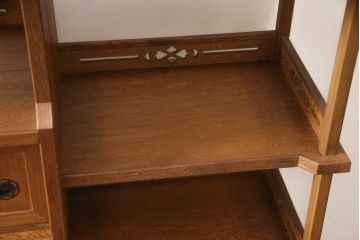中古　屋久杉　優しい杢目で品のある空間を演出する飾り棚(茶棚、違い棚、収納棚)(R-054326)