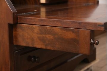 中古　九州民芸家具　深みのある色合いが美しいライティングビューロー(ワークデスク、簿記机、在宅ワーク、在宅用チェスト)(R-054328)