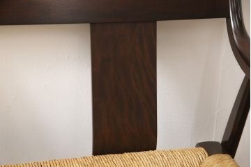 中古　美品　松本民芸家具　#77型　ラッシ座(ガマ座)　和モダンな3人掛け曲肘イス(定価約39万円)(アームベンチ)(R-054331)