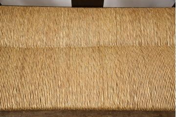 中古　美品　松本民芸家具　#77型　ラッシ座(ガマ座)　和モダンな3人掛け曲肘イス(定価約39万円)(アームベンチ)(R-054331)