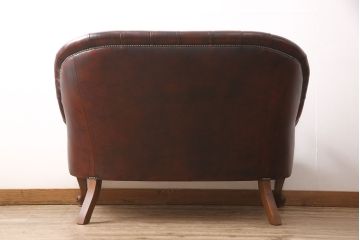 中古　超美品　スペイン製　VAROSA VALENTI(バロッサ バレンティ)　本革のシックな色合いが魅力!落ち着きのある大人の空間を演出する2人掛けソファ(2Pソファ、二人掛け、レザー)(定価約110万円)(R-054332)