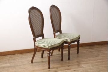 中古　DREXEL HERITAGE(ドレクセルヘリテイジ)　Cameo Classics(キャメオクラシックス)　格調高い雰囲気が魅力のマホガニー製ダイニングチェア2脚セット(椅子)(2脚定価 約62万円)(R-054337)
