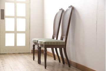 中古　DREXEL HERITAGE(ドレクセルヘリテイジ)　Cameo Classics(キャメオクラシックス)　格調高い雰囲気が魅力のマホガニー製ダイニングチェア2脚セット(椅子)(2脚定価 約62万円)(R-054337)