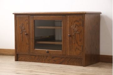 中古　美品　三越　Brugge(ブルージュ)　バラのレリーフが美しいテレビ台(戸棚、収納棚、ローボード、テレビボード)(R-054341)