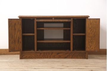 中古　美品　三越　Brugge(ブルージュ)　バラのレリーフが美しいテレビ台(戸棚、収納棚、ローボード、テレビボード)(R-054341)