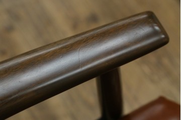 和製ヴィンテージ　美品!　辻木工　合皮　こだわりのあるデザインが目を引くアームチェア4脚セット　(R-054343)