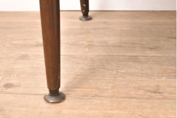 美品!　ビンテージ　辻木工　合皮　こだわりのあるデザインが目を引くアームチェア4脚セット(椅子、ダイニングチェア、ヴィンテージ、バラ売り可能)(R-054343)