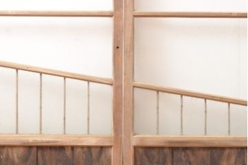 和製アンティーク　お洒落なデザインがアクセントになるガラス戸2枚セット(窓、引き戸、建具)(R-054346)