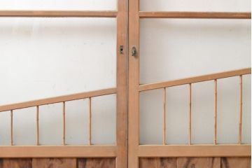 和製アンティーク　お洒落なデザインがアクセントになるガラス戸2枚セット(窓、引き戸、建具)(R-054346)