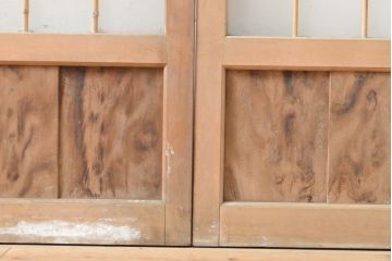 和製アンティーク　お洒落なデザインがアクセントになるガラス戸2枚セット(窓、引き戸、建具)(R-054346)