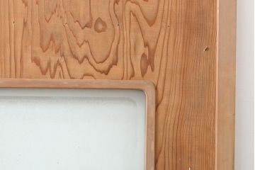 アンティーク建具　杉材一枚板　表の格子がアクセントの木製扉1枚(ドア、建具)(R-054349)