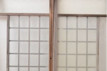 和製アンティーク　大正ロマン　凝ったつくりが空間演出を盛り上げるガラス窓2枚セット(引き戸、ガラス戸、建具)(R-054350)