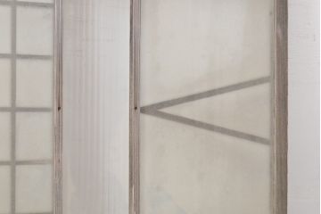 和製アンティーク　大正ロマン　凝ったつくりが空間演出を盛り上げるガラス窓2枚セット(引き戸、ガラス戸、建具)(R-054350)