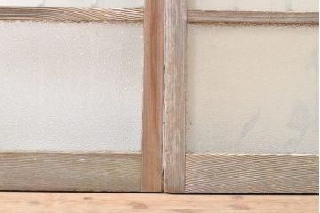 和製アンティーク　大正ロマン　凝ったつくりが空間演出を盛り上げるガラス窓2枚セット(引き戸、ガラス戸、建具)(R-054350)