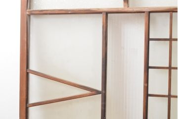 和製アンティーク　大正ロマン　凝ったつくりが空間演出を盛り上げるガラス窓2枚セット(引き戸、ガラス戸、建具)(R-054350)