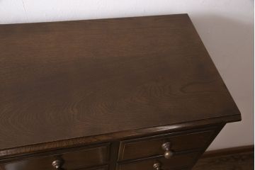 中古　美品　横浜クラシック家具　ノックオンウッド(knockonwood)　コロニアルシリーズ(Hand Made)　オーク材　クラシカルな佇まいのハイチェスト(定価約33万円)(引き出し、洋服タンス)(R-054355)