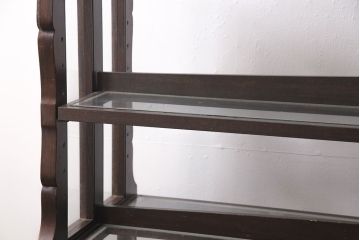 和製ビンテージ　特注品　民芸家具風　カフェなど店舗用におすすめ!シックな両面陳列棚(飾り棚、オープンラック、ヴィンテージ)(R-054368)
