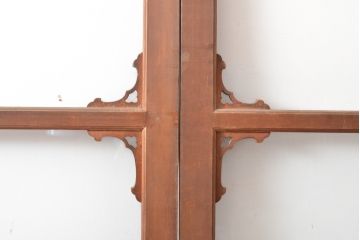 アンティーク建具　上手物　どこかクラシカルな雰囲気もあるガラス窓2枚セット(引き戸、ガラス戸、建具)(R-054375)