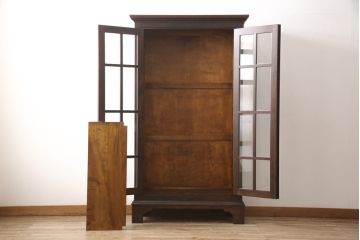 中古　美品　松本民芸家具　シックなインテリアと相性の良いC型書棚(定価約63万円)(ブックケース、本棚、本箱、飾り棚)(R-054377)