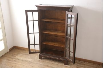 中古　美品　松本民芸家具　シックなインテリアと相性の良いC型書棚(定価約63万円)(ブックケース、本棚、本箱、飾り棚)(R-054377)